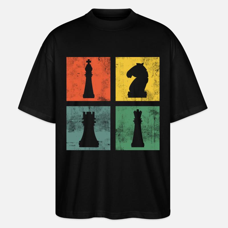 Schach Schachfigur Schachfiguren Schachspieler - Stanley/Stella Oversized Unisex Bio T-Shirt Blaster 2.0 - Schwarz
