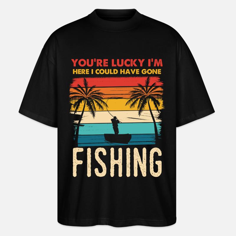 Fischerei Retro Sunset Silhouette - Stanley/Stella Oversized Unisex Bio T-Shirt Blaster 2.0 - Schwarz