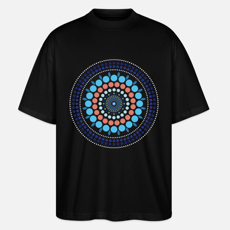Blue Gradient Dot Mandala - Stanley/Stella Oversized Unisex Organic T-shirt Blaster 2.0 - black