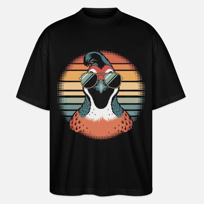 Retro Sonnenvogel mit Sonnenbrille - Stanley/Stella Oversized Unisex Bio T-Shirt Blaster 2.0 - Schwarz
