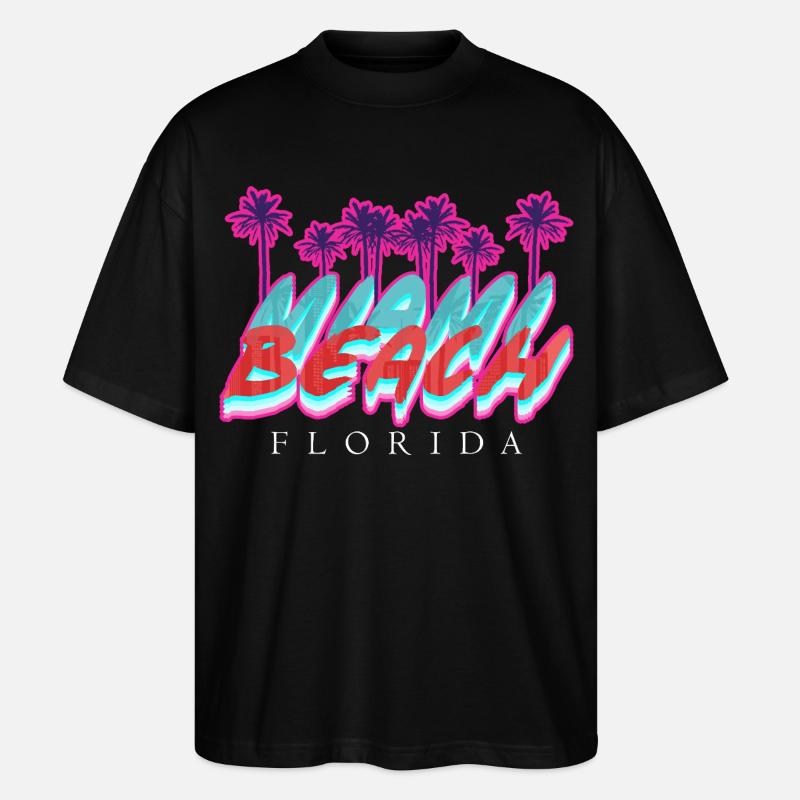 Beach Florida Neon Palms - Stanley/Stella Oversized Unisex Bio T-Shirt Blaster 2.0 - Schwarz