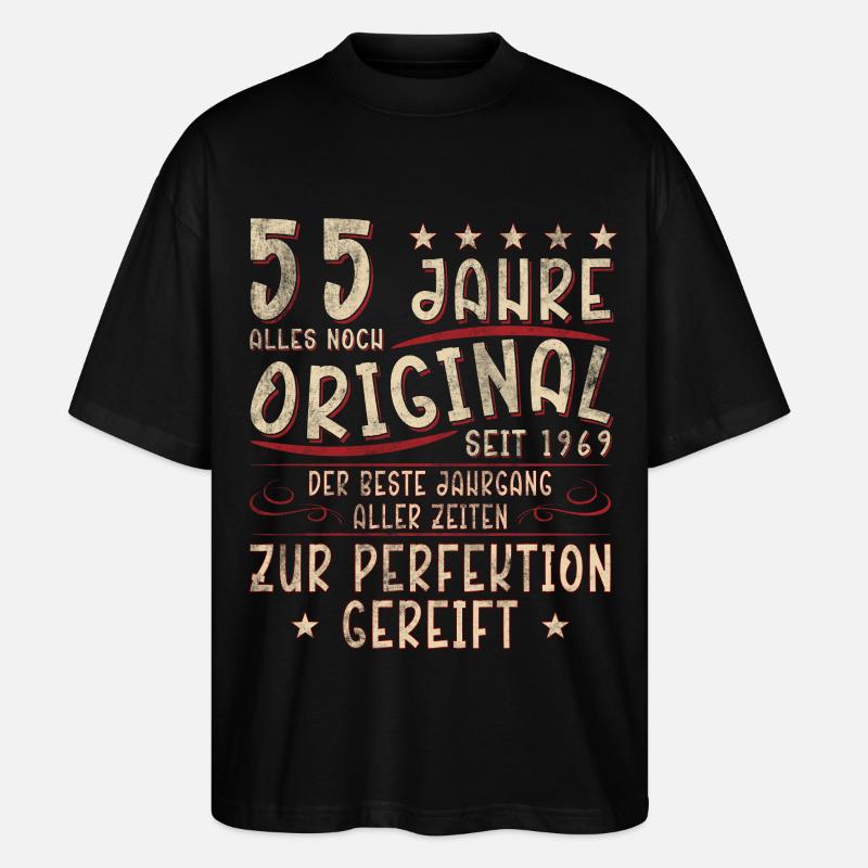 55 Jahre Original Seit 1969 - Stanley/Stella Oversized Unisex Bio T-Shirt Blaster 2.0 - Schwarz