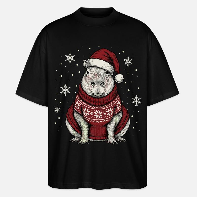 Noël Capybarry Capybara Pajama Noël - T-shirt bio Blaster 2.0 coupe oversize Stanley/Stella Unisexe - noir
