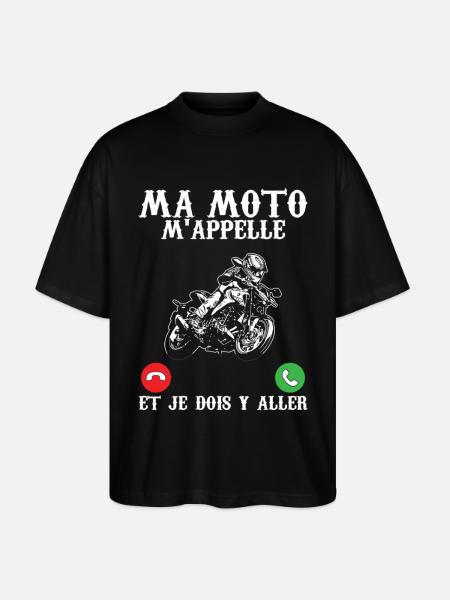 Funny biker my motorcycle is calling me and I have to go - Stanley/Stella Oversized Unisex Organic T-shirt Blaster 2.0 - black