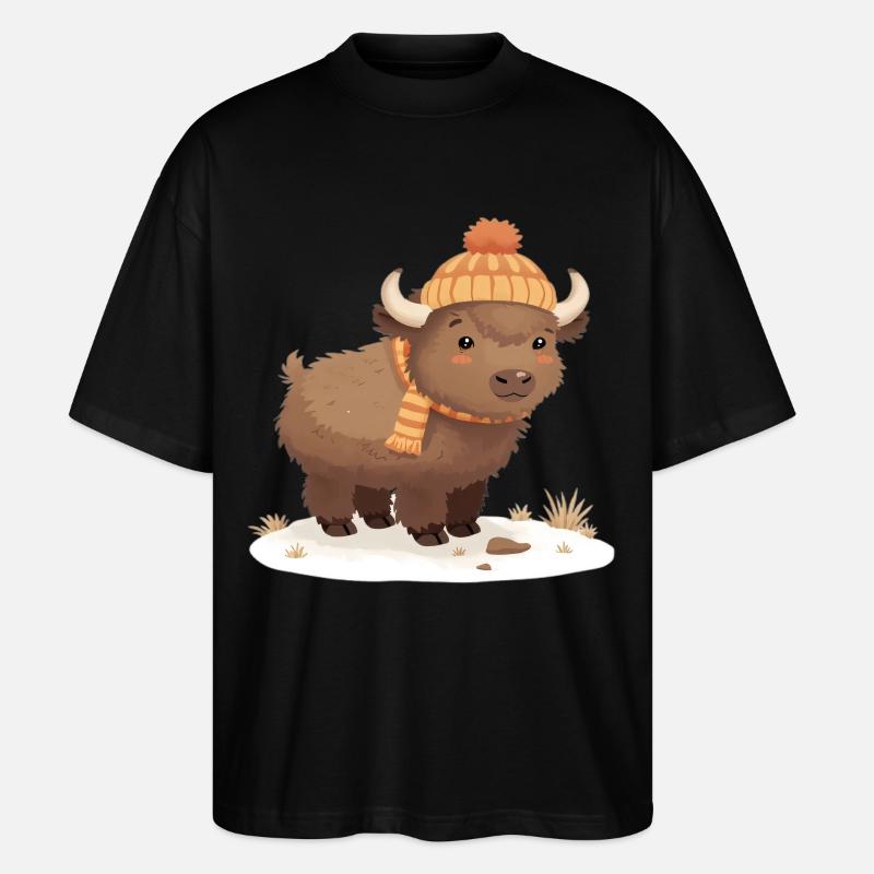 Bison d’hiver avec coiffe - T-shirt bio Blaster 2.0 coupe oversize Stanley/Stella Unisexe - noir