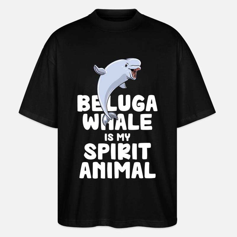 Beluga Geisttier Druck - Stanley/Stella Oversized Unisex Bio T-Shirt Blaster 2.0 - Schwarz