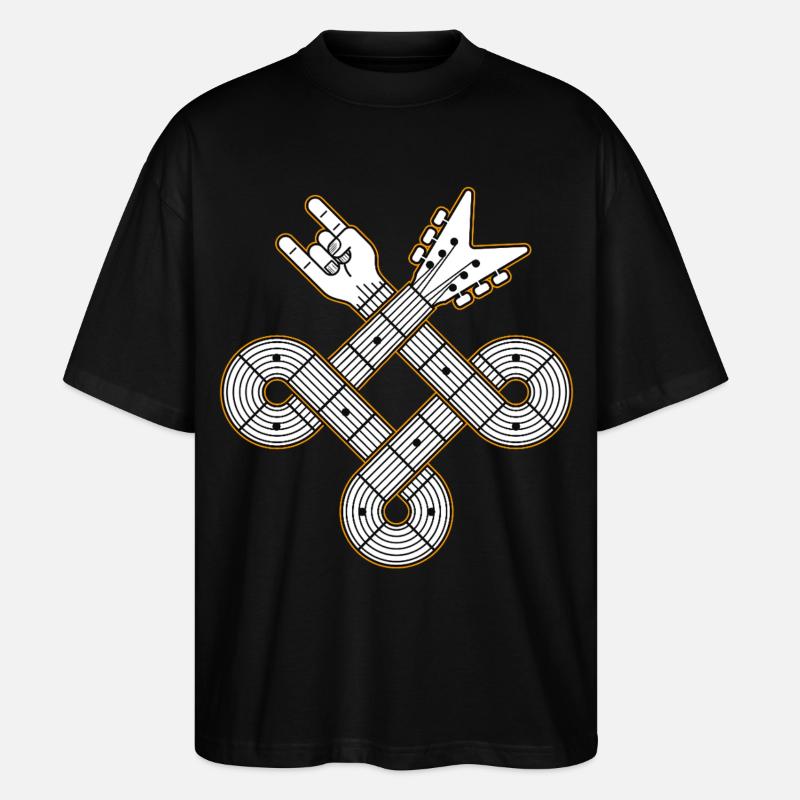 Nœud celtique de guitare entrelacée - T-shirt bio Blaster 2.0 coupe oversize Stanley/Stella Unisexe - noir