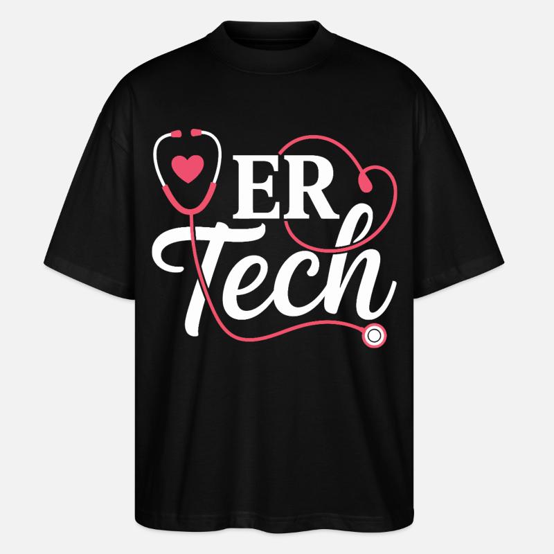 ERTech Stethoskop Herz - Stanley/Stella Oversized Unisex Bio T-Shirt Blaster 2.0 - Schwarz