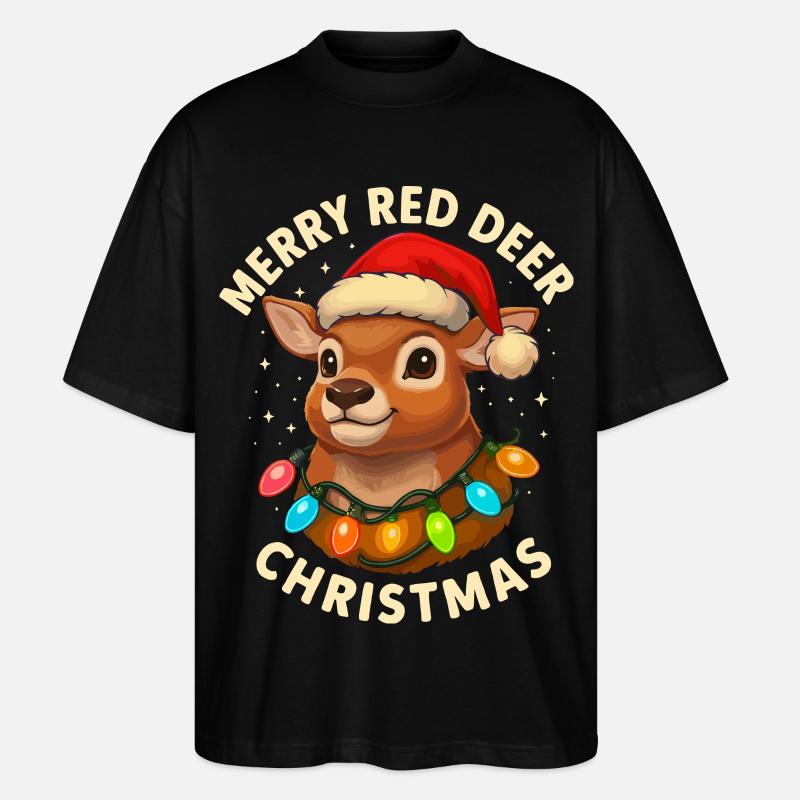 Hirsch Weihnachten Jäger Geschenk Rotwild - Stanley/Stella Oversized Unisex Bio T-Shirt Blaster 2.0 - Schwarz