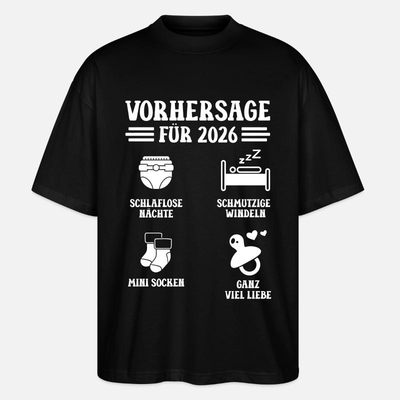Prédiction de grossesse 2026 drôle - T-shirt bio Blaster 2.0 coupe oversize Stanley/Stella Unisexe - noir