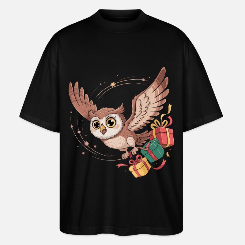 Eulenflug mit Geschenken - Stanley/Stella Oversized Unisex Bio T-Shirt Blaster 2.0 - Schwarz