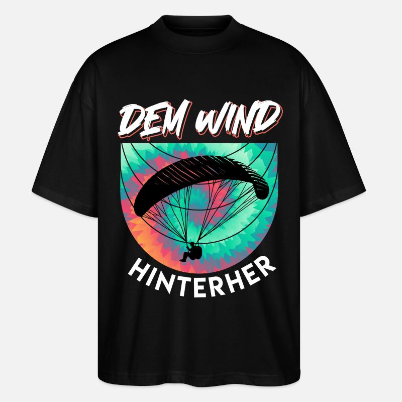 Gleitschirmflieger DEM WIND HINTERHER Lustig - Stanley/Stella Oversized Unisex Bio T-Shirt Blaster 2.0 - Schwarz