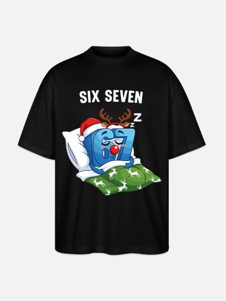 67 Six Seven Memes Christmas Pajamas - Stanley/Stella Oversized Unisex Organic T-shirt Blaster 2.0 - black