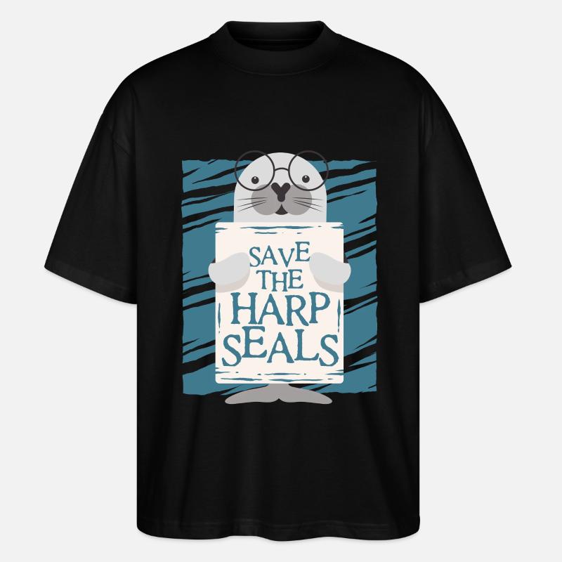 Sattelrobbe Robben Save The Harp Seals - Stanley/Stella Oversized Unisex Bio T-Shirt Blaster 2.0 - Schwarz
