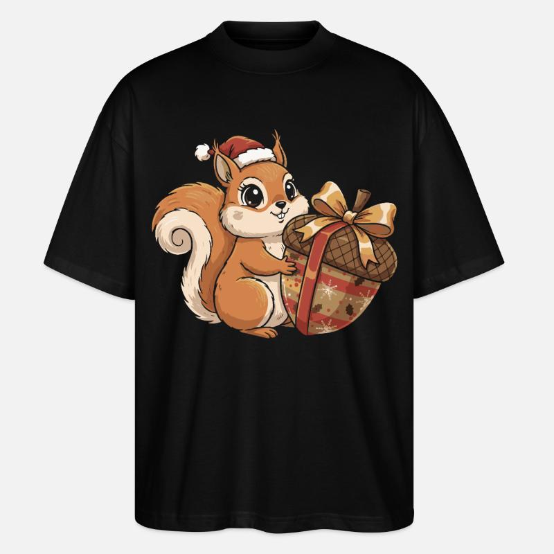 Winterfreude Eichhörnchen Geschenk - Stanley/Stella Oversized Unisex Bio T-Shirt Blaster 2.0 - Schwarz
