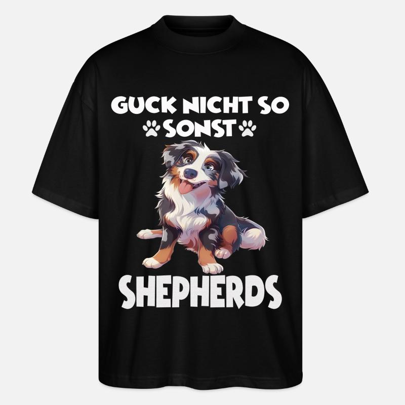Australian Shepherd T Gassi Hundehalter Aussie - Stanley/Stella Oversized Unisex Bio T-Shirt Blaster 2.0 - Schwarz