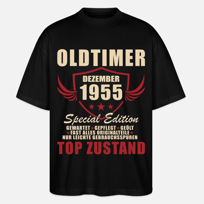 Oldtimer Dezember 1955 Special Edition - Stanley/Stella Oversized Unisex Bio T-Shirt Blaster 2.0 - Schwarz