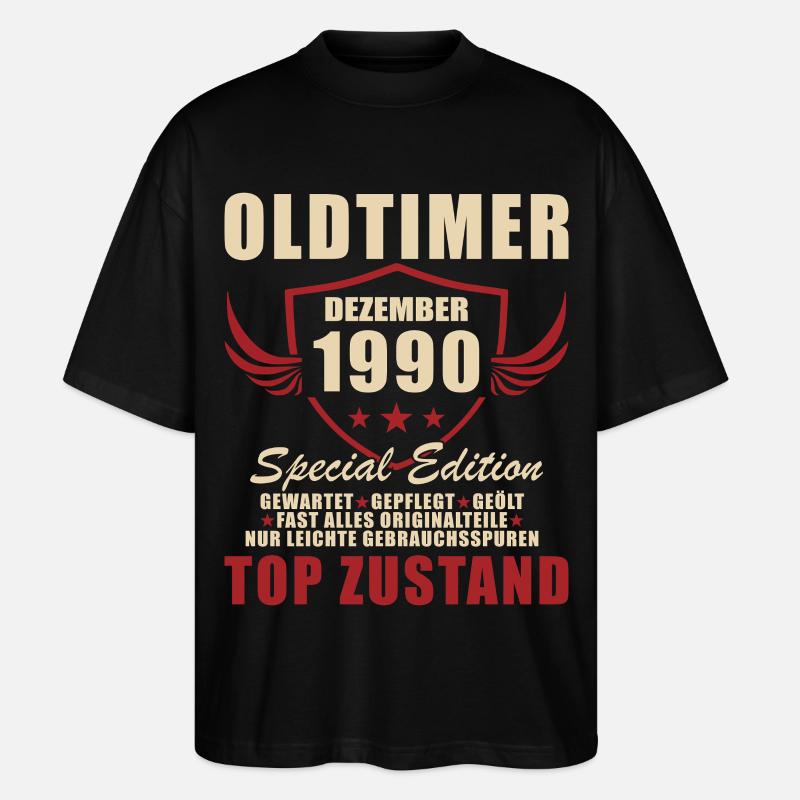 Oldtimer Dezember 1990 Sonderedition - Stanley/Stella Oversized Unisex Bio T-Shirt Blaster 2.0 - Schwarz