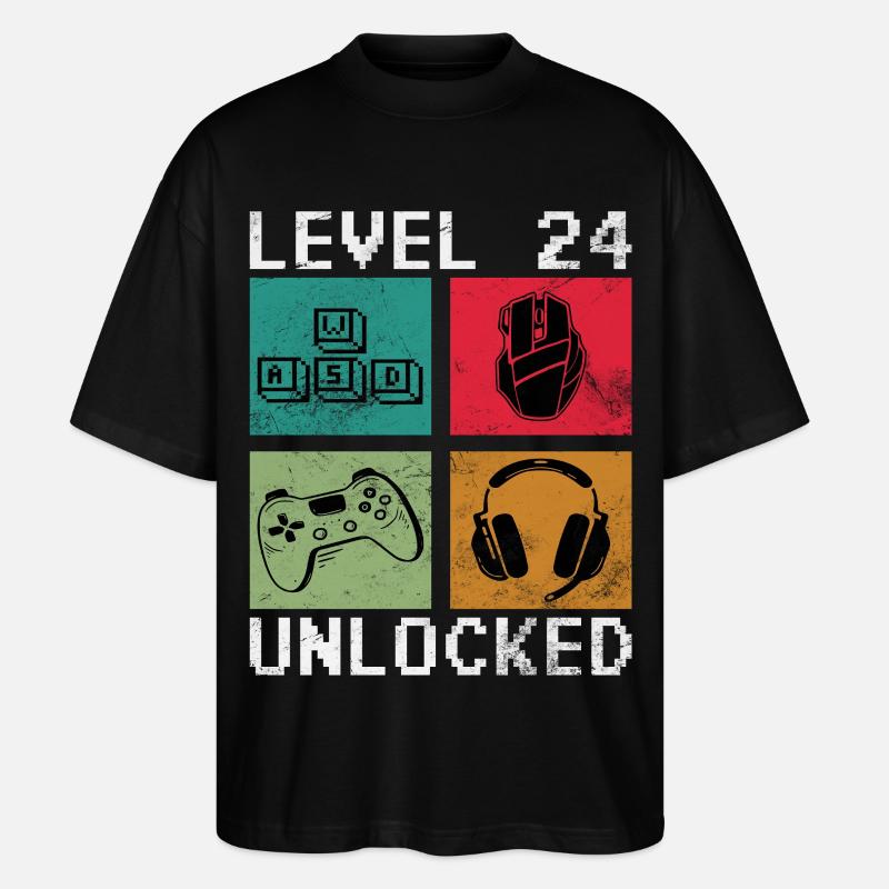 Niveau 24 Pixel Gear débloqué - T-shirt bio Blaster 2.0 coupe oversize Stanley/Stella Unisexe - noir