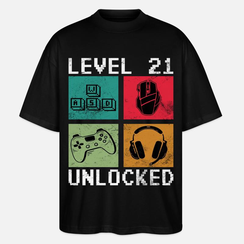 Level 21 Unlock Retro Gaming - Stanley/Stella Oversized Unisex Organic T-shirt Blaster 2.0 - black