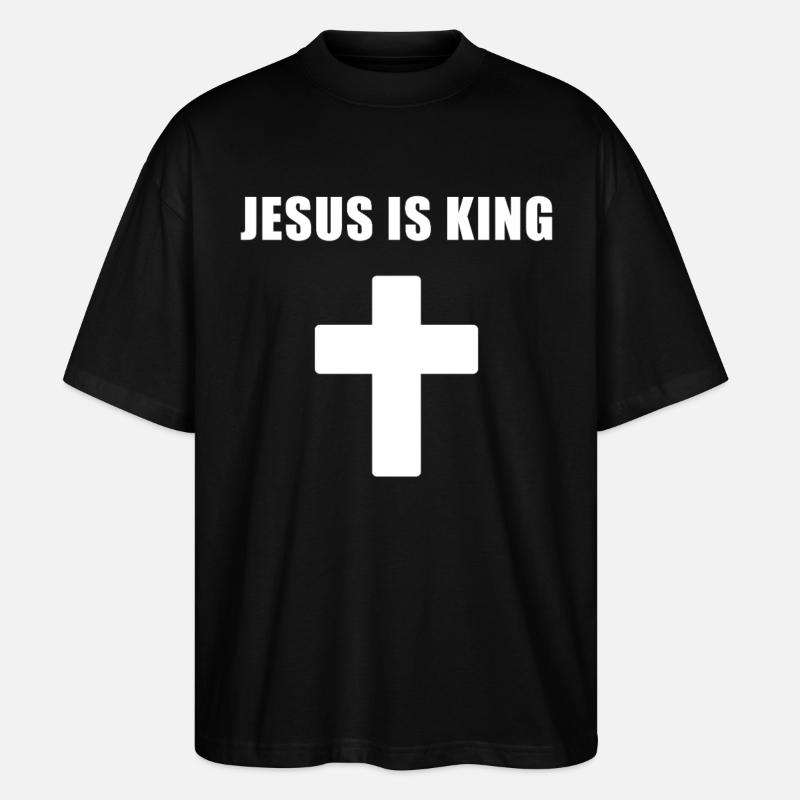 Jesus Is King Minimal Cross Design - Stanley/Stella Oversized Unisex Bio T-Shirt Blaster 2.0 - Schwarz