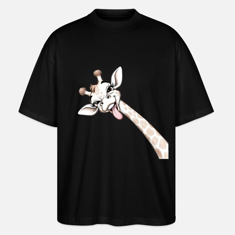 Girafe Joyeuse Langue Déployée - T-shirt bio Blaster 2.0 coupe oversize Stanley/Stella Unisexe - noir
