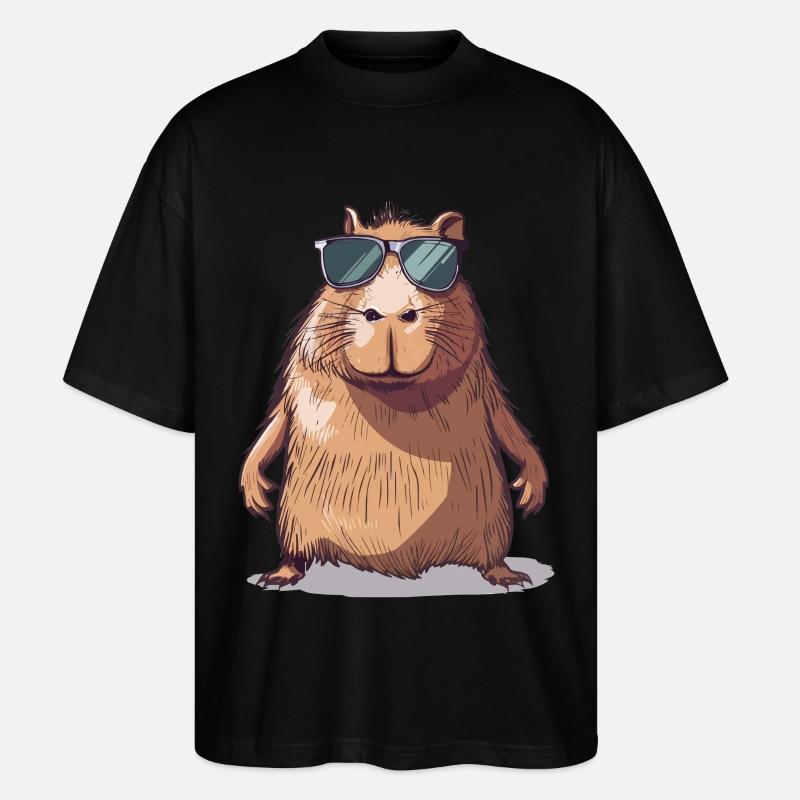 Lässiges Capybara mit Sonnenbrille Comic - Stanley/Stella Oversized Unisex Bio T-Shirt Blaster 2.0 - Schwarz