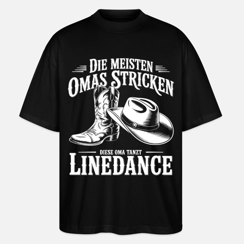Omas Line-Dance Boots Design - Stanley/Stella Oversized Unisex Bio T-Shirt Blaster 2.0 - Schwarz