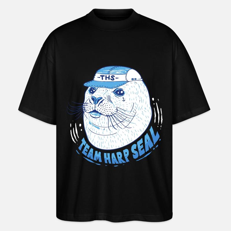 Sattelrobbe Robben Team Harp Seal - Stanley/Stella Oversized Unisex Bio T-Shirt Blaster 2.0 - Schwarz