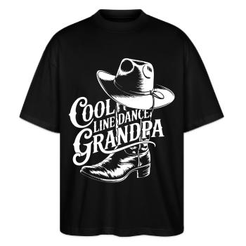 Cool Line Dance Grandpa - Stanley/Stella Oversized Unisex Bio T-Shirt Blaster 2.0 - Schwarz - Vorne - Alina (178cm) & Michal (187cm)