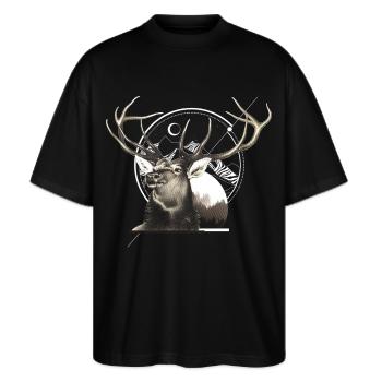 Cerf des Montagnes Graphique - T-shirt bio Blaster 2.0 coupe oversize Stanley/Stella Unisexe - noir - Devant - Alina (178cm) & Michal (187cm)