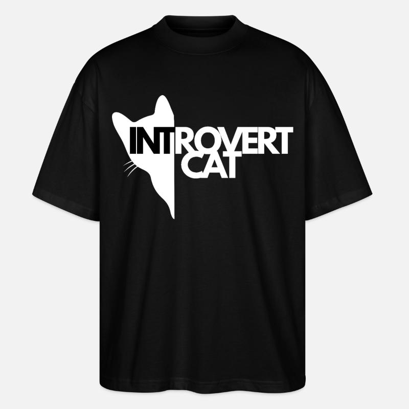 Chat Introverti Silhouette Contrastée - T-shirt bio Blaster 2.0 coupe oversize Stanley/Stella Unisexe - noir