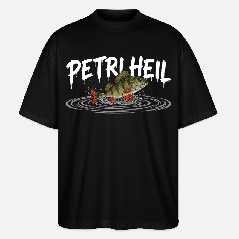 PETRI HEIL – Salut pêcheur avec perche - T-shirt bio Blaster 2.0 coupe oversize Stanley/Stella Unisexe - noir