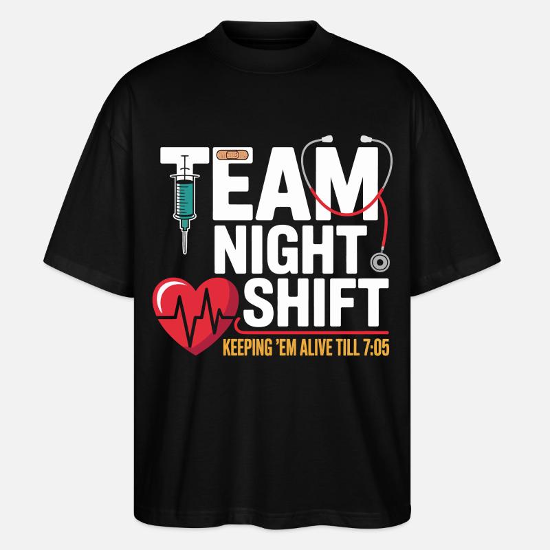 Team Night Shift Nachtschicht Helden - Stanley/Stella Oversized Unisex Bio T-Shirt Blaster 2.0 - Schwarz