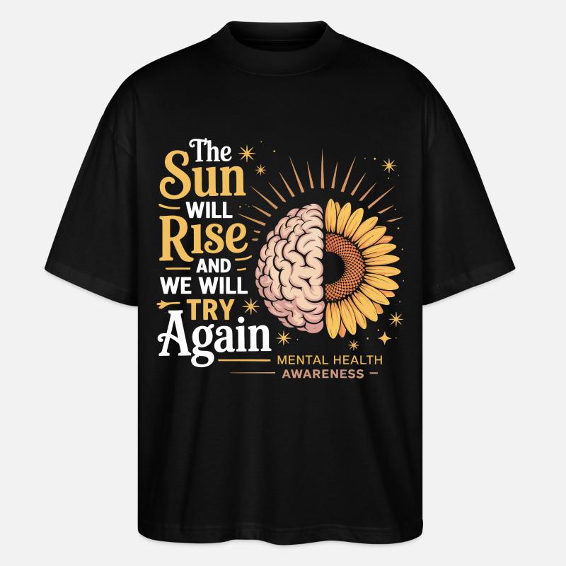 Sun rises, we keep trying - Stanley/Stella Oversized Unisex Organic T-shirt Blaster 2.0 - black