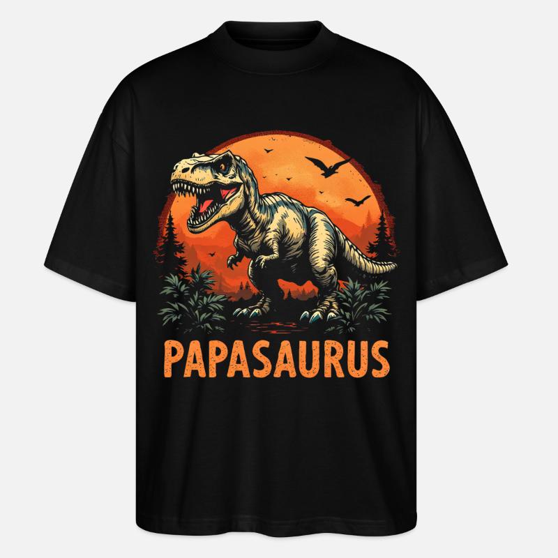 Papasaurus Bester Papa starker Vater Geschenk - Stanley/Stella Oversized Unisex Bio T-Shirt Blaster 2.0 - Schwarz