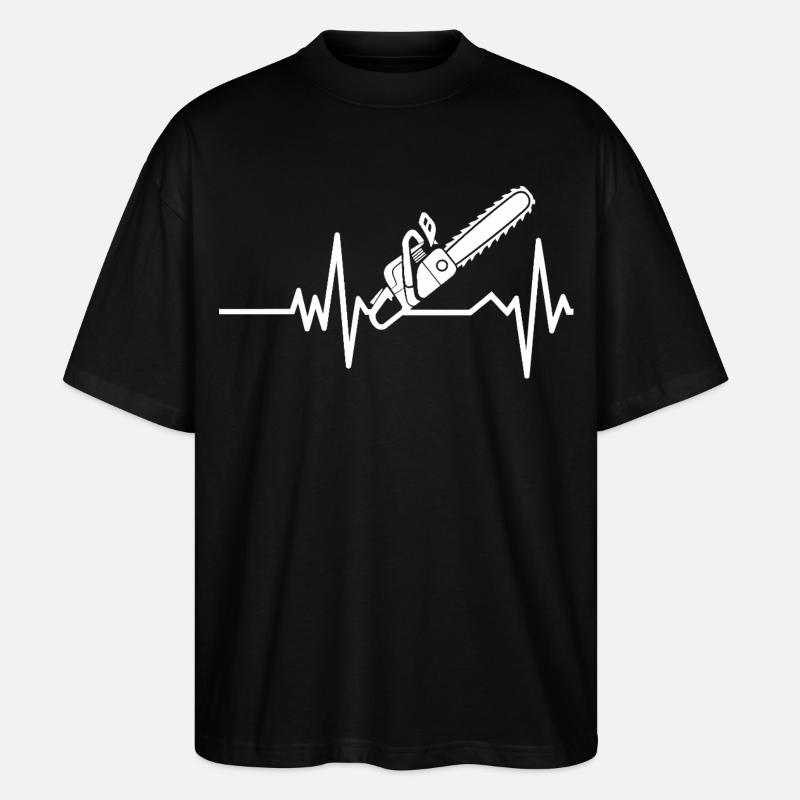 Herzschlag Chainsaw Design - Stanley/Stella Oversized Unisex Bio T-Shirt Blaster 2.0 - Schwarz