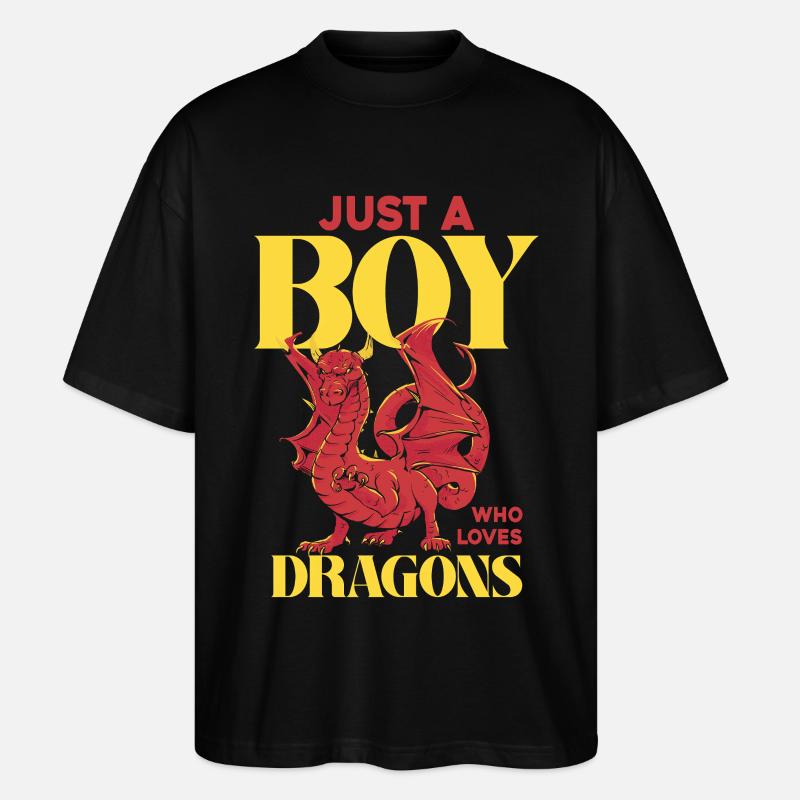 Nur ein Junge liebt Drachen - Stanley/Stella Oversized Unisex Bio T-Shirt Blaster 2.0 - Schwarz