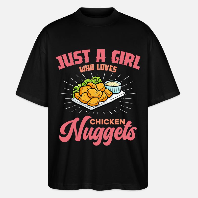 Mädchen liebt Chicken Nuggets - Stanley/Stella Oversized Unisex Bio T-Shirt Blaster 2.0 - Schwarz
