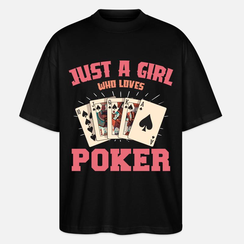 Nur ein Mädchen Pokerkarten - Stanley/Stella Oversized Unisex Bio T-Shirt Blaster 2.0 - Schwarz