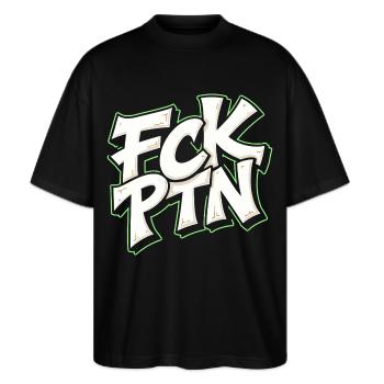 Déclaration anti-Poutine du FCK PTN - T-shirt bio Blaster 2.0 coupe oversize Stanley/Stella Unisexe - noir - Devant - Alina (178cm) & Michal (187cm)