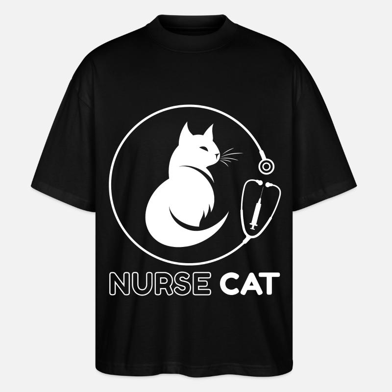 Katzenkrankenschwester-Stethoskop - Stanley/Stella Oversized Unisex Bio T-Shirt Blaster 2.0 - Schwarz