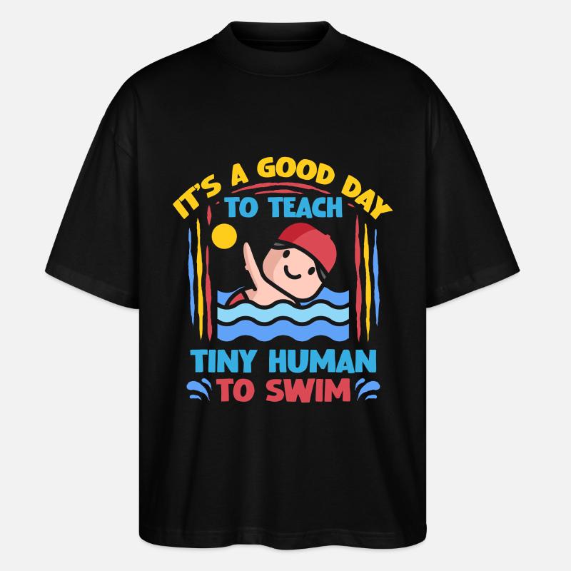Schwimmlehrer Teaching Tiny Humans To Swim - Stanley/Stella Oversized Unisex Bio T-Shirt Blaster 2.0 - Schwarz