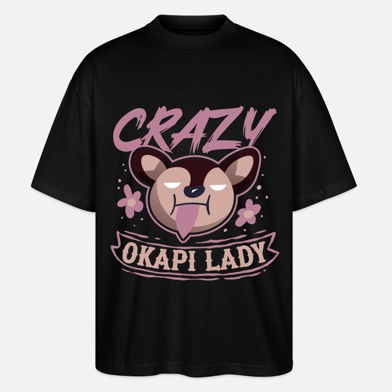 Crazy Okapi Lady - Stanley/Stella Oversized Unisex Bio T-Shirt Blaster 2.0 - Schwarz