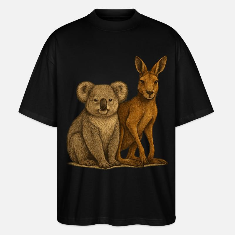 Koala und Känguru - Stanley/Stella Oversized Unisex Bio T-Shirt Blaster 2.0 - Schwarz