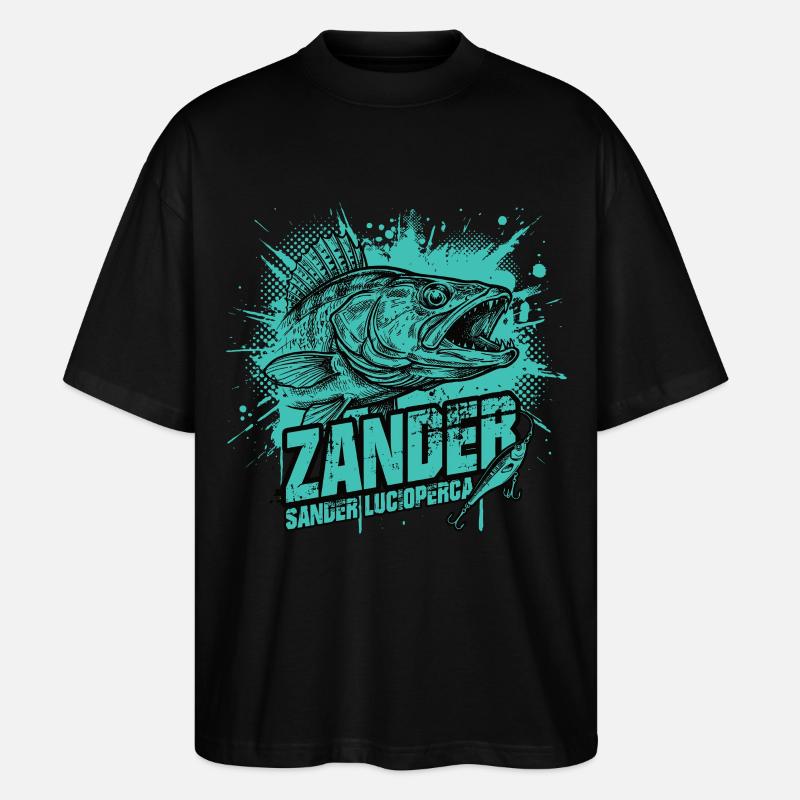 Zander Angler : Le chasseur de prédateurs - T-shirt bio Blaster 2.0 coupe oversize Stanley/Stella Unisexe - noir
