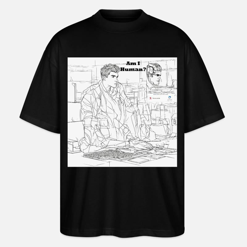 Mensch oder Roboter - Stanley/Stella Oversized Unisex Bio T-Shirt Blaster 2.0 - Schwarz