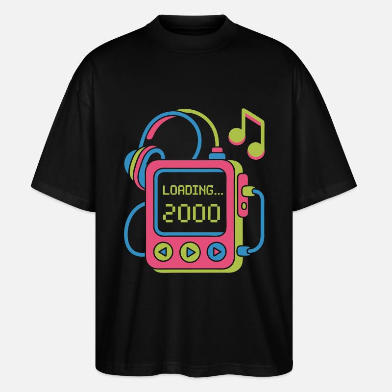 Retro MP3 Player 2000er Musikdesign bunt - Stanley/Stella Oversized Unisex Bio T-Shirt Blaster 2.0 - Schwarz
