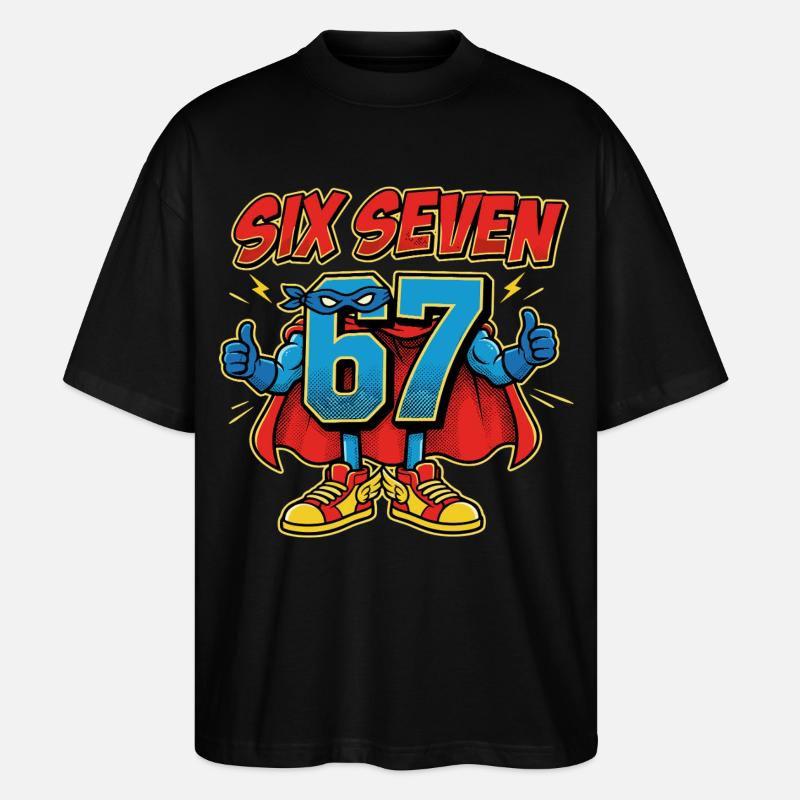6-7 Meme 67 – Sechs Sieben Schulwitz - Stanley/Stella Oversized Unisex Bio T-Shirt Blaster 2.0 - Schwarz