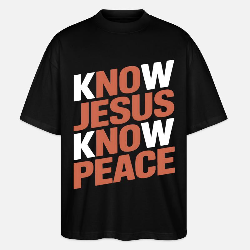 Know Jesus Know Peace - Stanley/Stella Oversized Unisex Bio T-Shirt Blaster 2.0 - Schwarz